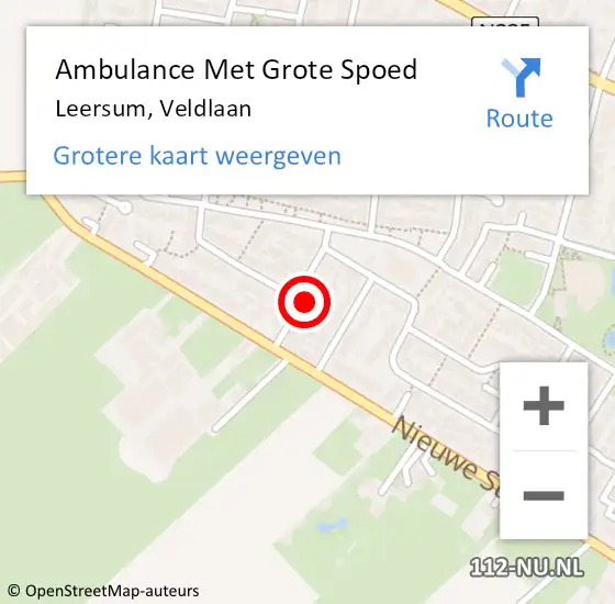 Locatie op kaart van de 112 melding: Ambulance Met Grote Spoed Naar Leersum, Veldlaan op 22 september 2016 07:16