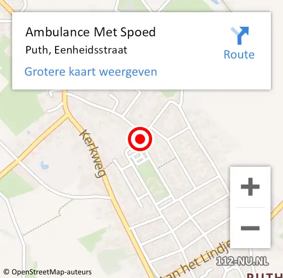 Locatie op kaart van de 112 melding: Ambulance Met Spoed Naar Puth, Eenheidsstraat op 28 december 2013 02:45