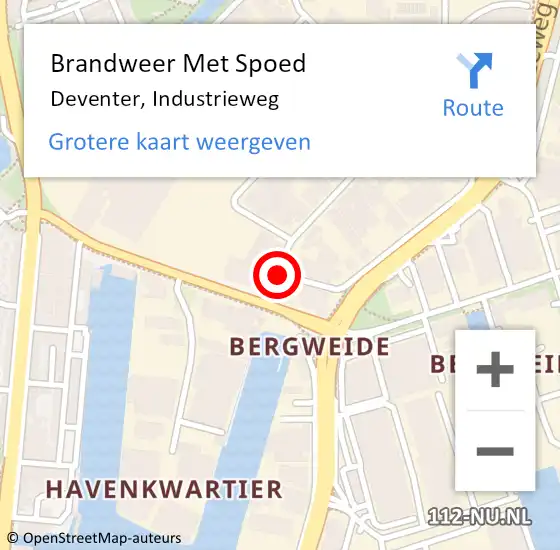 Locatie op kaart van de 112 melding: Brandweer Met Spoed Naar Deventer, Industrieweg op 22 september 2016 07:51