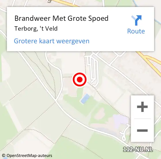 Locatie op kaart van de 112 melding: Brandweer Met Grote Spoed Naar Terborg, 't Veld op 22 september 2016 08:22