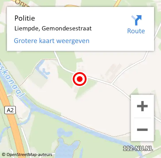 Locatie op kaart van de 112 melding: Politie Liempde, Gemondesestraat op 22 september 2016 08:37