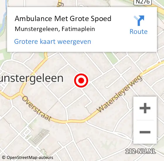 Locatie op kaart van de 112 melding: Ambulance Met Grote Spoed Naar Munstergeleen, Fatimaplein op 28 december 2013 02:58
