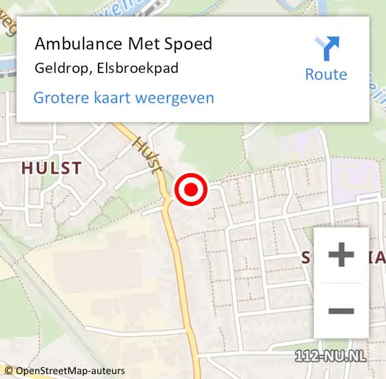 Locatie op kaart van de 112 melding: Ambulance Met Spoed Naar Geldrop, Elsbroekpad op 22 september 2016 08:45