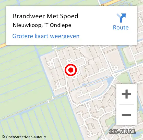 Locatie op kaart van de 112 melding: Brandweer Met Spoed Naar Nieuwkoop, 'T Ondiepe op 22 september 2016 08:45