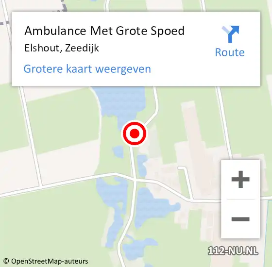 Locatie op kaart van de 112 melding: Ambulance Met Grote Spoed Naar Elshout, Zeedijk op 22 september 2016 08:46