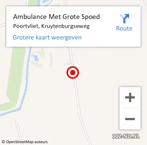 Locatie op kaart van de 112 melding: Ambulance Met Grote Spoed Naar Poortvliet, Kruytenburgseweg op 22 september 2016 09:18