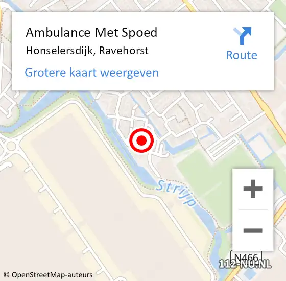 Locatie op kaart van de 112 melding: Ambulance Met Spoed Naar Honselersdijk, Ravehorst op 22 september 2016 10:04