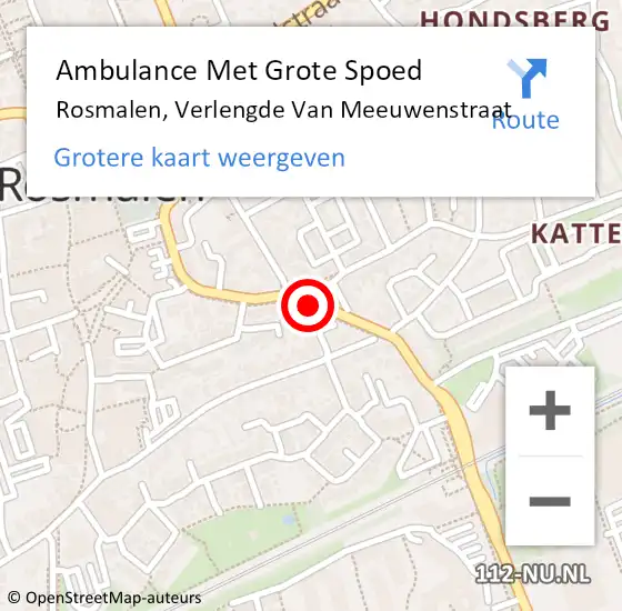 Locatie op kaart van de 112 melding: Ambulance Met Grote Spoed Naar Rosmalen, Verlengde Van Meeuwenstraat op 22 september 2016 10:15