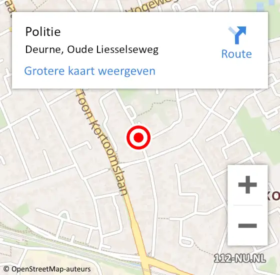 Locatie op kaart van de 112 melding: Politie Deurne, Oude Liesselseweg op 22 september 2016 10:58