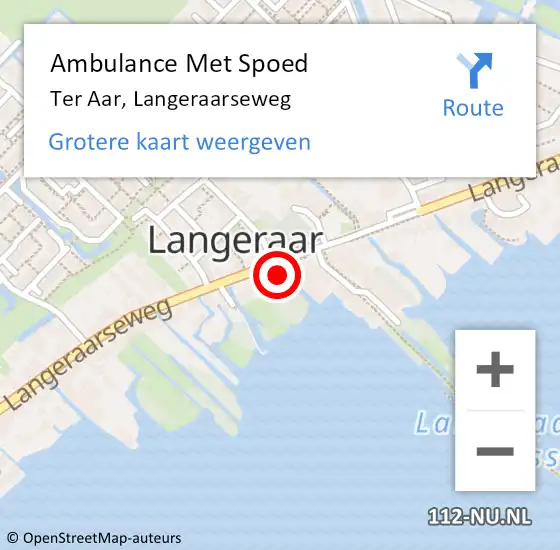 Locatie op kaart van de 112 melding: Ambulance Met Spoed Naar Ter Aar, Langeraarseweg op 22 september 2016 11:19