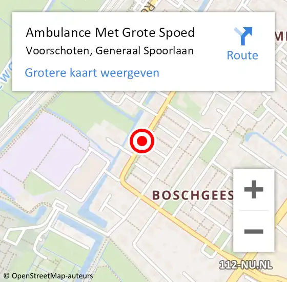 Locatie op kaart van de 112 melding: Ambulance Met Grote Spoed Naar Voorschoten, Generaal Spoorlaan op 22 september 2016 12:07