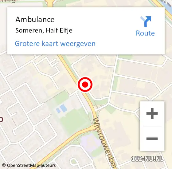 Locatie op kaart van de 112 melding: Ambulance Someren, Half Elfje op 22 september 2016 12:28