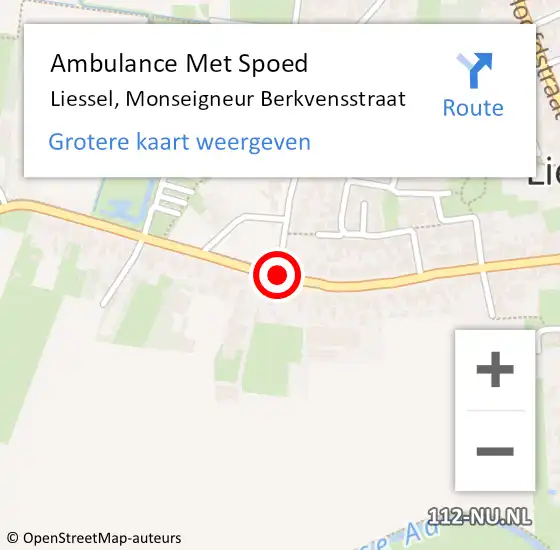 Locatie op kaart van de 112 melding: Ambulance Met Spoed Naar Liessel, Monseigneur Berkvensstraat op 22 september 2016 13:36