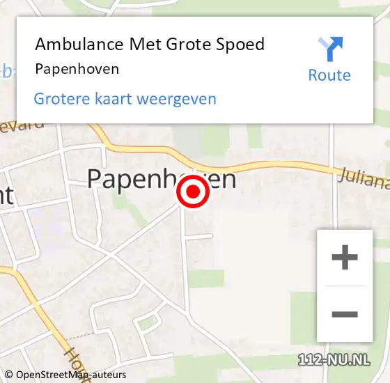 Locatie op kaart van de 112 melding: Ambulance Met Grote Spoed Naar Papenhoven op 17 september 2013 12:43