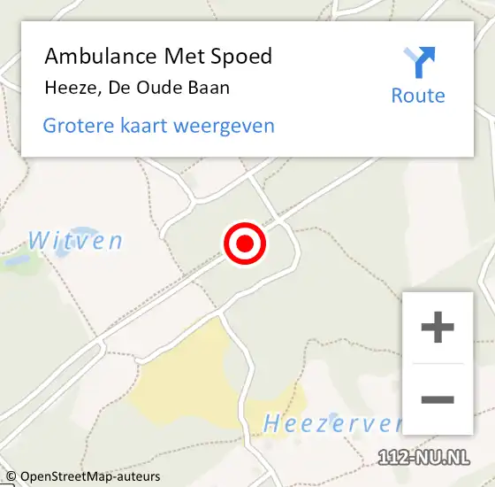 Locatie op kaart van de 112 melding: Ambulance Met Spoed Naar Heeze, De Oude Baan op 22 september 2016 13:46