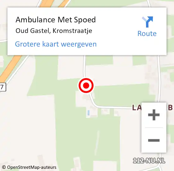 Locatie op kaart van de 112 melding: Ambulance Met Spoed Naar Oud Gastel, Kromstraatje op 22 september 2016 14:00