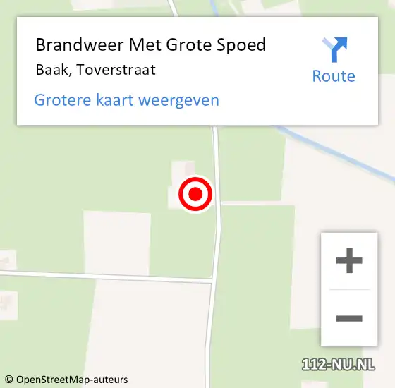 Locatie op kaart van de 112 melding: Brandweer Met Grote Spoed Naar Baak, Toverstraat op 22 september 2016 15:08