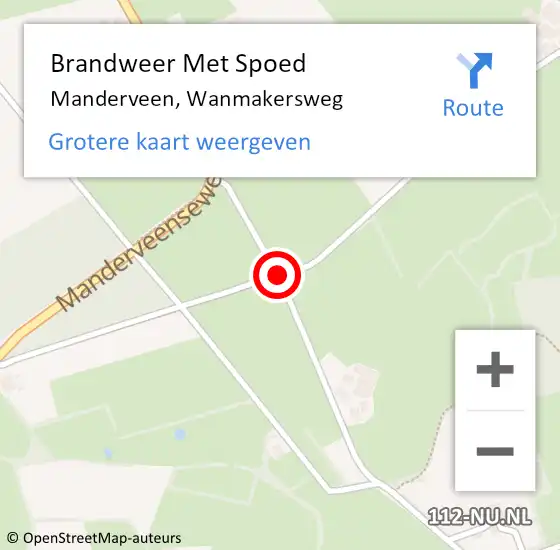 Locatie op kaart van de 112 melding: Brandweer Met Spoed Naar Manderveen, Wanmakersweg op 22 september 2016 15:09