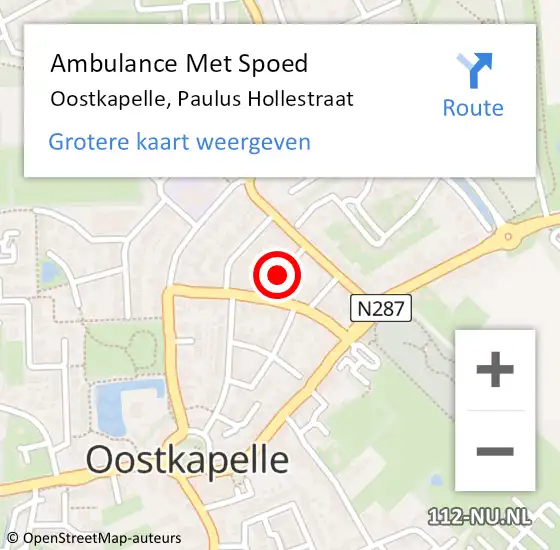 Locatie op kaart van de 112 melding: Ambulance Met Spoed Naar Oostkapelle, Paulus Hollestraat op 22 september 2016 15:11