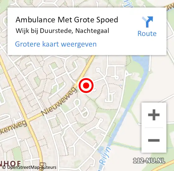 Locatie op kaart van de 112 melding: Ambulance Met Grote Spoed Naar Wijk bij Duurstede, Nachtegaal op 22 september 2016 15:14