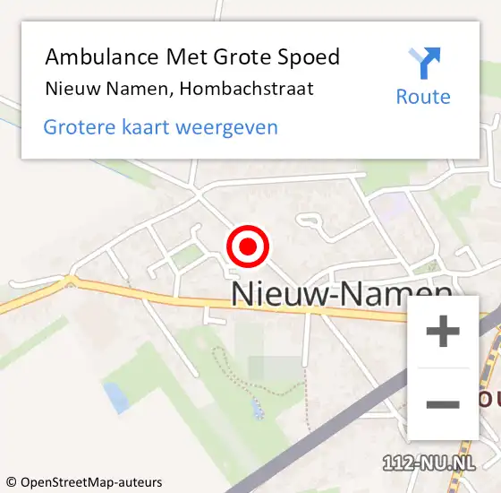 Locatie op kaart van de 112 melding: Ambulance Met Grote Spoed Naar Nieuw Namen, Hombachstraat op 22 september 2016 15:29