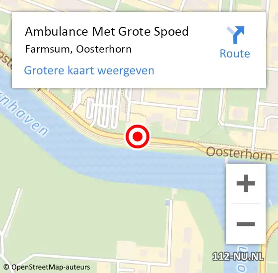 Locatie op kaart van de 112 melding: Ambulance Met Grote Spoed Naar Farmsum, Oosterhorn op 22 september 2016 15:29