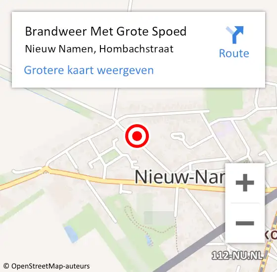 Locatie op kaart van de 112 melding: Brandweer Met Grote Spoed Naar Nieuw Namen, Hombachstraat op 22 september 2016 15:31