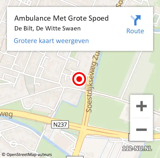 Locatie op kaart van de 112 melding: Ambulance Met Grote Spoed Naar De Bilt, De Witte Swaen op 22 september 2016 15:58