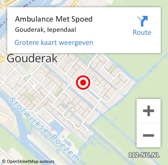 Locatie op kaart van de 112 melding: Ambulance Met Spoed Naar Gouderak, Iependaal op 22 september 2016 17:28