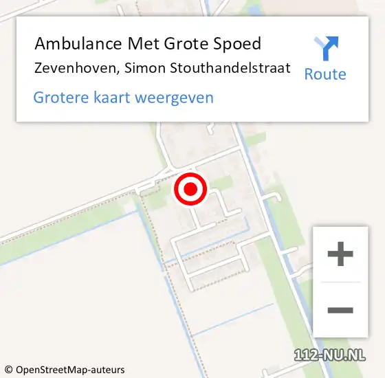 Locatie op kaart van de 112 melding: Ambulance Met Grote Spoed Naar Zevenhoven, Simon Stouthandelstraat op 22 september 2016 18:59