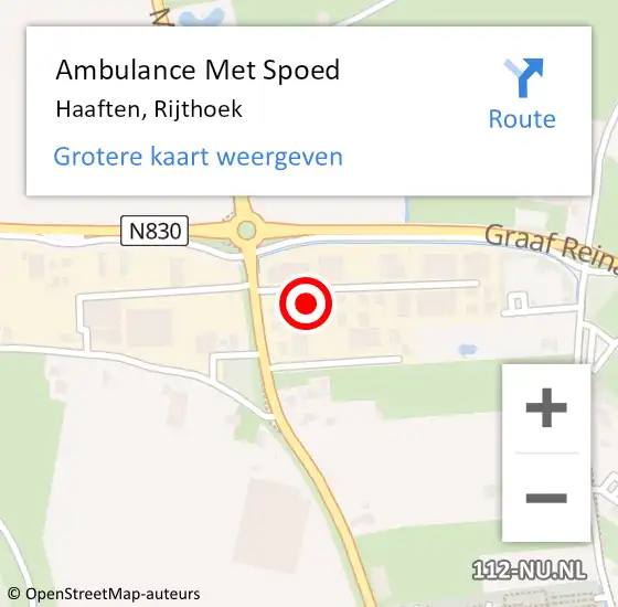 Locatie op kaart van de 112 melding: Ambulance Met Spoed Naar Haaften, Rijthoek op 22 september 2016 19:32