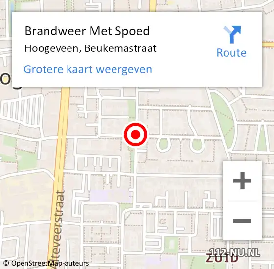 Locatie op kaart van de 112 melding: Brandweer Met Spoed Naar Hoogeveen, Beukemastraat op 22 september 2016 20:42