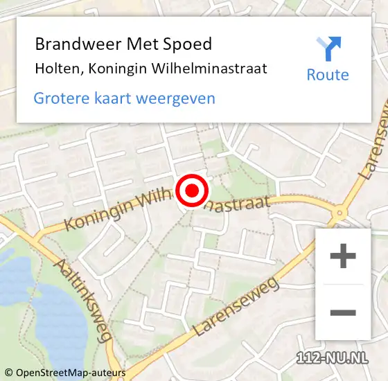 Locatie op kaart van de 112 melding: Brandweer Met Spoed Naar Holten, Koningin Wilhelminastraat op 22 september 2016 20:49