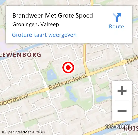 Locatie op kaart van de 112 melding: Brandweer Met Grote Spoed Naar Groningen, Valreep op 22 september 2016 21:28