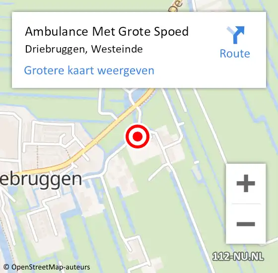 Locatie op kaart van de 112 melding: Ambulance Met Grote Spoed Naar Driebruggen, Westeinde op 23 september 2016 00:08