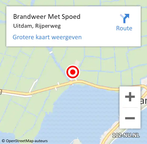 Locatie op kaart van de 112 melding: Brandweer Met Spoed Naar Uitdam, Rijperweg op 23 september 2016 00:20