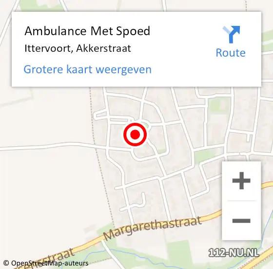 Locatie op kaart van de 112 melding: Ambulance Met Spoed Naar Ittervoort, Akkerstraat op 23 september 2016 01:23