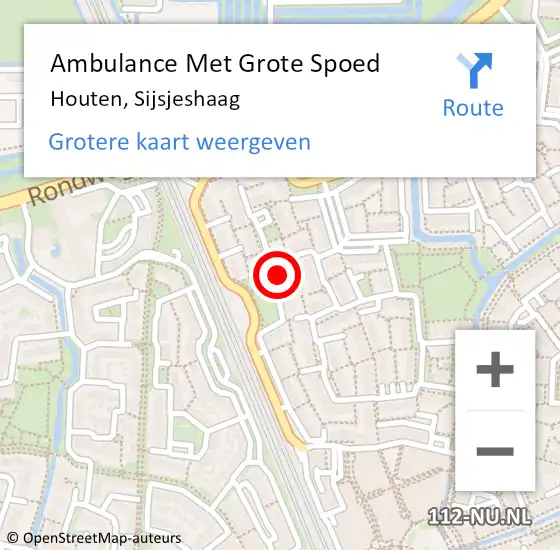 Locatie op kaart van de 112 melding: Ambulance Met Grote Spoed Naar Houten, Sijsjeshaag op 23 september 2016 02:23