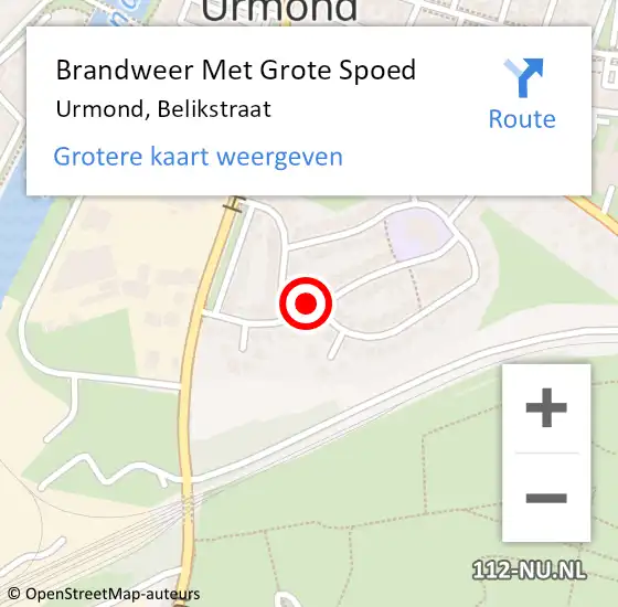 Locatie op kaart van de 112 melding: Brandweer Met Grote Spoed Naar Urmond, Belikstraat op 23 september 2016 02:27