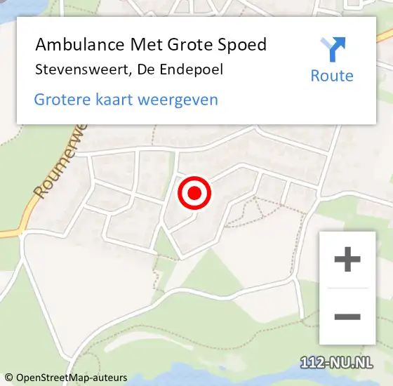 Locatie op kaart van de 112 melding: Ambulance Met Grote Spoed Naar Stevensweert, De Endepoel op 23 september 2016 03:17