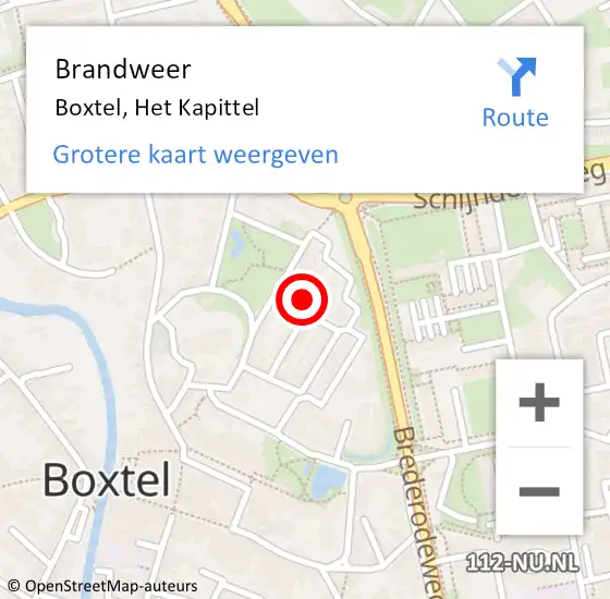 Locatie op kaart van de 112 melding: Brandweer Boxtel, Het Kapittel op 23 september 2016 04:28