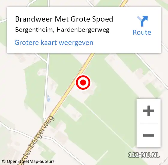 Locatie op kaart van de 112 melding: Brandweer Met Grote Spoed Naar Bergentheim, Hardenbergerweg op 23 september 2016 05:07