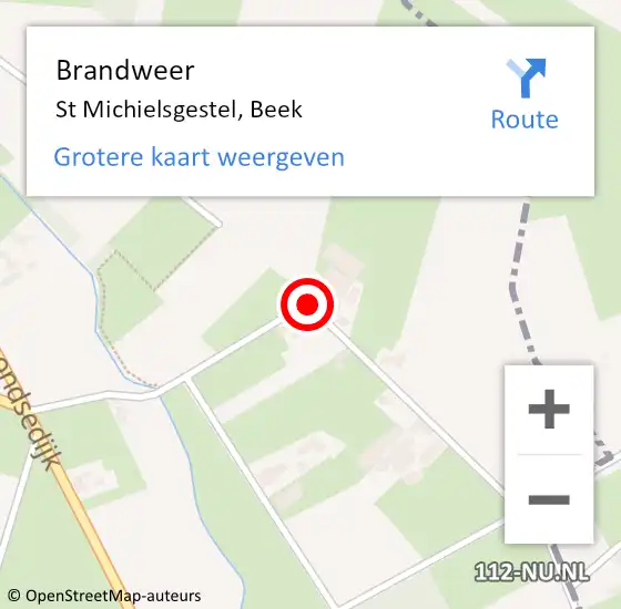 Locatie op kaart van de 112 melding: Brandweer St Michielsgestel, Beek op 23 september 2016 07:36