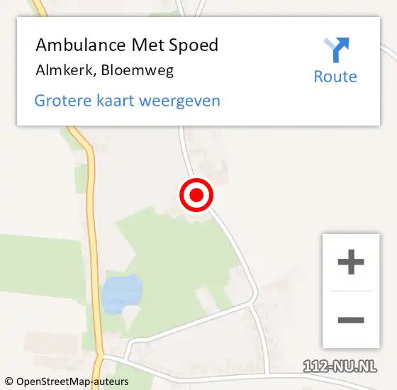 Locatie op kaart van de 112 melding: Ambulance Met Spoed Naar Almkerk, Bloemweg op 23 september 2016 08:23