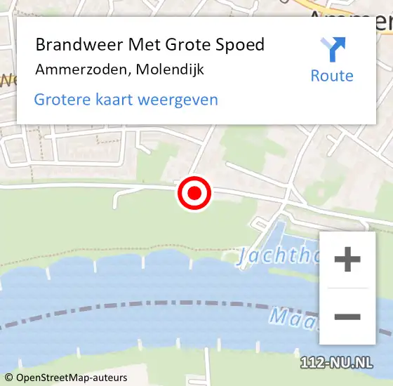 Locatie op kaart van de 112 melding: Brandweer Met Grote Spoed Naar Ammerzoden, Molendijk op 23 september 2016 09:29