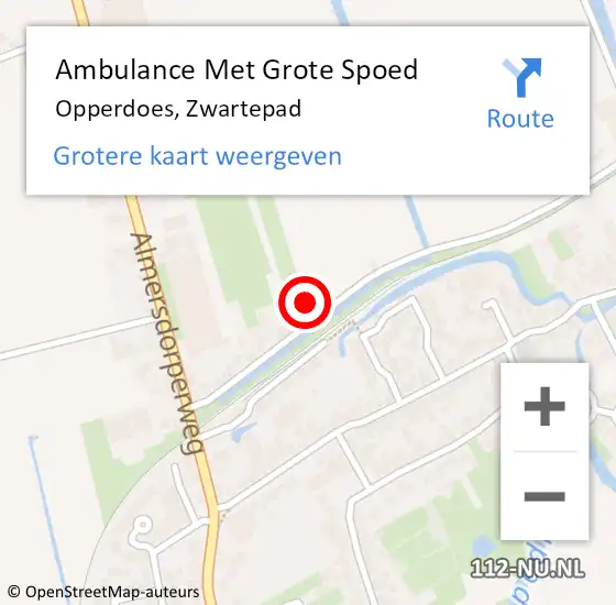 Locatie op kaart van de 112 melding: Ambulance Met Grote Spoed Naar Opperdoes, Zwartepad op 23 september 2016 09:30
