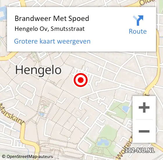 Locatie op kaart van de 112 melding: Brandweer Met Spoed Naar Hengelo Ov, Smutsstraat op 23 september 2016 10:10