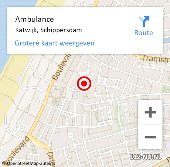 Locatie op kaart van de 112 melding: Ambulance Katwijk, Schippersdam op 23 september 2016 10:35