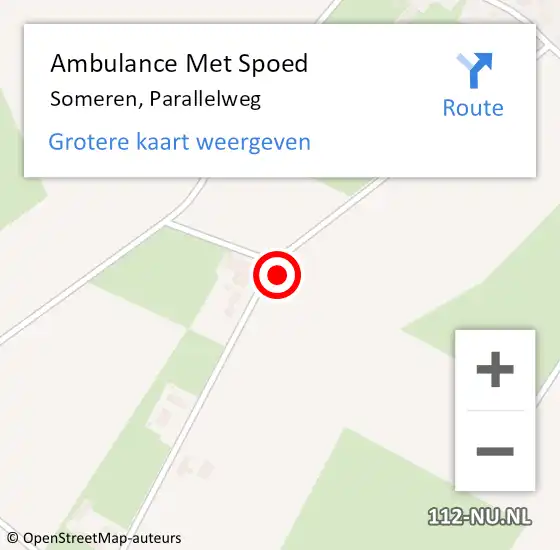 Locatie op kaart van de 112 melding: Ambulance Met Spoed Naar Someren, Parallelweg op 23 september 2016 10:55