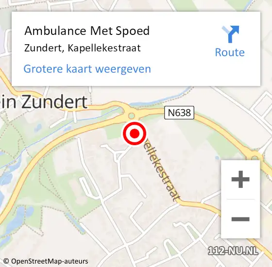 Locatie op kaart van de 112 melding: Ambulance Met Spoed Naar Zundert, Kapellekestraat op 23 september 2016 13:10